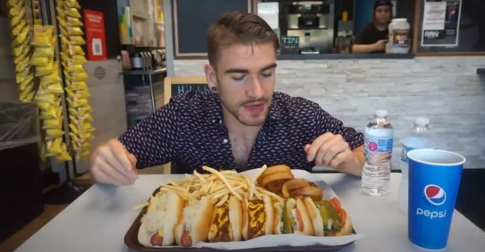 Video of a Man trying a $100 Hotdog Eating Challenge in Illinois